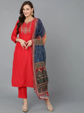Women Silk Blend Embroidered Kurta Trouser-PKSKD1769